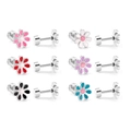 6 paia di orecchini a margherita colorati in acciaio inossidabile placcato oro 18K - Stile Margherita (EA61830MS) / Argento