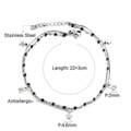 Dettaglio della cavigliera d'argento a doppio strato con ciondolo a stella e perline - Perline a Stella (AN112801S)
