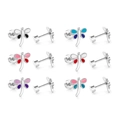 Set di sei paia di orecchini a perno a forma di libellula multicolore in acciaio inossidabile - Stile Libellula (EA61800MS) / Argento