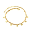 Cavigliera a doppio strato in acciaio inossidabile dorato con ciondoli a faccina sorridente - Stile Faccina Sorridente Dorata (AN111001)