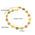 Bracelet de cheville en acier inoxydable doré avec breloques fleurs colorées et chaîne - Marguerite Colorée Double Couche Or (AN10970MG)