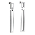Silver geometric earrings with dual rectangular stainless steel frames for women - Rectangular-Steel Color(EA515001S)