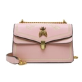 Pink embroidered crossbody bag with golden bee clasp and chain strap in variant style - Pink