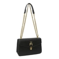 Black crocodile pattern crossbody bag with golden bee lock and chain strap for women - Black