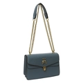 Morandi blue crocodile embossed shoulder bag with gold bee clasp and chain strap - Blue