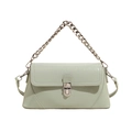 Borsa baguette verde menta con catena metallica argentata e tracolla rimovibile - Verde
