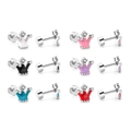 Set di orecchini a corona in sei colori con pietre di zircone e chiusura a vite - Stile Corona (EA61812MS)