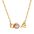 18K gold-plated necklace featuring a LOVE letter pendant with a clear zircon stone - LOVE Letter Pendant (NE280202G) / Gold