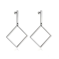 Modern silver geometric earrings featuring drop rhombus design with high polish finish - Rhombus-Steel Color(EA518401S)