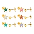 Set di 6 paia di orecchini a stella placcati oro con intarsio di glitter colorati - Stile Stella (EA61820MG)