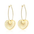 Golden fan-shaped drop earrings with geometric cutout design and elegant ear hooks - Gold Hollow Fan Style (EA555201G)