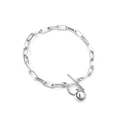 Minimalist silver paperclip chain bracelet with a toggle clasp and polished ball charm - Silver Toggle Ball Pendant (BR236101S)