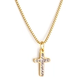 Collana con croce dorata e zirconi incastonati su una sottile catena a maglia veneziana - Croce in Zirconia Pavé(NE292702) / Argento