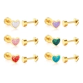 Set di sei orecchini a lobo a cuore in acciaio inossidabile con glitter colorati - Stile Cuore Glitterato (EA61770MG)