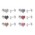 Set di 6 paia di orecchini a cuore con cristalli multicolore e finitura in acciaio inox - Stile Cuore con Strass (EA61780MS)