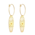 Pendientes dorados con colgante de sol y diseño geométrico calado para mujer en acero - Estilo Sol Hueco Dorado (EA555101G)