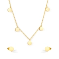 Parure bijoux minimaliste dorée avec cinq pendentifs disques ronds et boucles d'oreilles - Style Rond Doré (SE250701G)