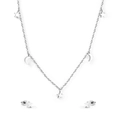 Parure de bijoux avec pendentifs étoile et lune en acier inoxydable au style épuré - Style Étoile & Lune Argenté (SE250801S)