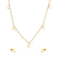 Parure de bijoux en acier inoxydable doré avec pendentifs étoiles et clous d'oreilles - Style Étoile à Cinq Branches Doré (SE250901G)