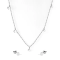 Parure de bijoux minimaliste en acier inoxydable argenté avec pendentif cube et boucles - Style Cube Argenté (SE251401S)