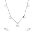 Parure bijoux minimaliste en acier argenté avec collier à disques et boucles d'oreilles - Style Rond Argenté (SE250701S)