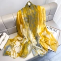 Elegante sciarpa in seta con motivo floreale giallo e grigio per la primavera - Giallo Brillante