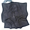 Minimalist black and white striped silk scarf with geometric pattern on a white backdrop - Stripe Black (ZS-47)