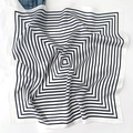 Silk neckerchief with black and white square geometric stripes on a clean background - Stripe White (ZS-47)