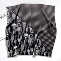 Detail of silk square scarf featuring yellow polka dots and vintage floral patterns - Patchwork Tassel Polka Dot (ZC-47-Black) / 65x65cm / Black