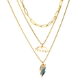 Three-layer gold necklace set featuring paperclip chain, cloud and lightning pendants - Gold Style (NE29180MG)