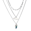 Silver triple-layered necklace featuring cloud and lightning pendants with colorful rhinestones - Silver Style (NE29180MS)