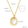 Gold plated stainless steel necklace with oval shell pendant and 46cm adjustable chain - Necklace (NE2A270AG) / Gold