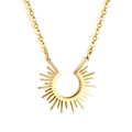 Minimalist gold plated stainless steel necklace featuring a radiant semicircular pendant - Minimalist Sunburst Necklace (NE2A2301G)