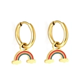 Süße Regenbogen-Ohrhänger aus vergoldetem Edelstahl für einen trendigen Look - Regenbogen Anhänger / Silber-Regenbogen
