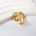 Unregelmäßiger dreilagiger geometrischer 18K vergoldeter Edelstahl Ring offen - US 6 / Dreilagiger Wickelstil (RI127706-9G)