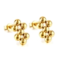 Orecchini a lobo dorati con sfere metalliche lucide e chiusura a farfalla classica - Stile Grappolo Multi-sfera Dorato (EA573701G)