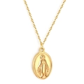 Collana in acciaio inossidabile placcato oro 18K con ciondolo ovale Vergine Maria - Vergine Maria Ovale(NE292401) / Argento