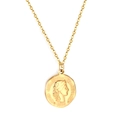 Collana vintage in acciaio inossidabile placcato oro 18K con ciondolo moneta Helvetia - Moneta con Ritratto Tonda(NE292601) / Argento