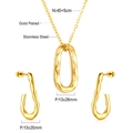 Parure de bijoux en acier inoxydable doré 18K avec collier et boucles d'oreilles ajourés - Style Ovale de Lave Irrégulier Doré (SE253501G)