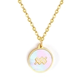 Golden Aquarius necklace with iridescent shell pendant on minimalist stainless chain - Gold Aquarius