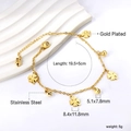 Tobillera de acero inoxidable dorado con tréboles y cascabeles en base blanca - Estilo Campana de Trébol (AN116201G) / Dorado