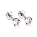 Classic silver-tone round clear zircon stud earrings with a secure 4-prong setting - Silver White Stone (3mmEA60313AS)