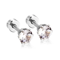 Classic silver stud earrings featuring round clear zirconia in a secure 4-claw setting - Silver White Stone (4mmEA60314AS)