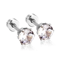 Silver screw back stud earrings featuring six-prong set round clear cubic zirconia - Silver White Stone (5mmEA60315AS)