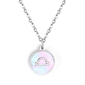 Collier Balance en argent avec pendentif en nacre de perle rose et bleue - Argent Balance