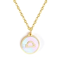 Collier Balance doré avec pendentif en nacre irisée et symbole astrologique - Or Balance