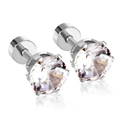 Classic silver stud earrings featuring round clear zirconia in a secure 6-prong setting - Silver White Stone (7mmEA60317AS)