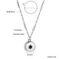 Détails du pendentif étoile en acier argenté avec pierre noire et spécificités de la chaîne - Style Rayon de Soleil Chaîne à Billes Argent (NE2B340BS)