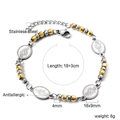 Pulsera religiosa de acero inoxidable con cuentas y colgantes de la Virgen María - Pulsera de Cuentas de Oro Degradado con Retrato Ovalado Plateado