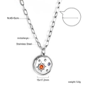 Détails de la chaîne trombone en acier avec pendentif soleil martelé et pierres - Style Irrégulier Rayon de Soleil Argent (NE2B350MS)